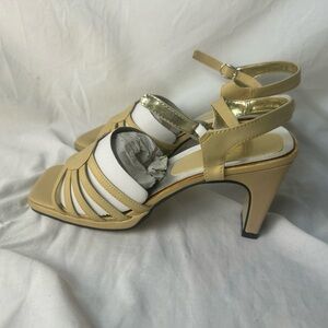 Elegant Gold and White Women's Heels